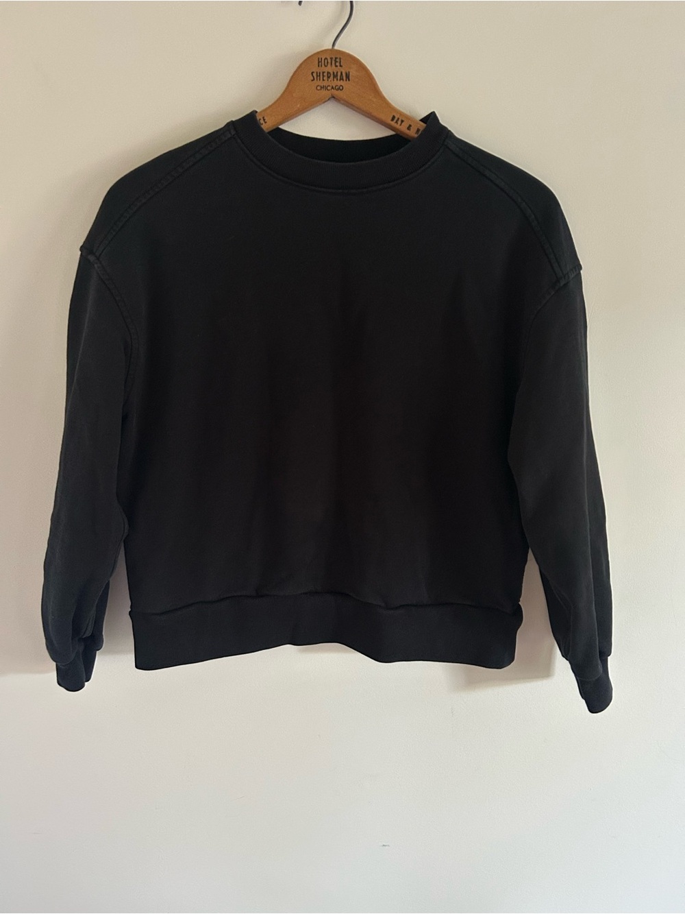Everlane Organic Cotton Raglan Crewneck Sweatshirt Washed Black Size Small
